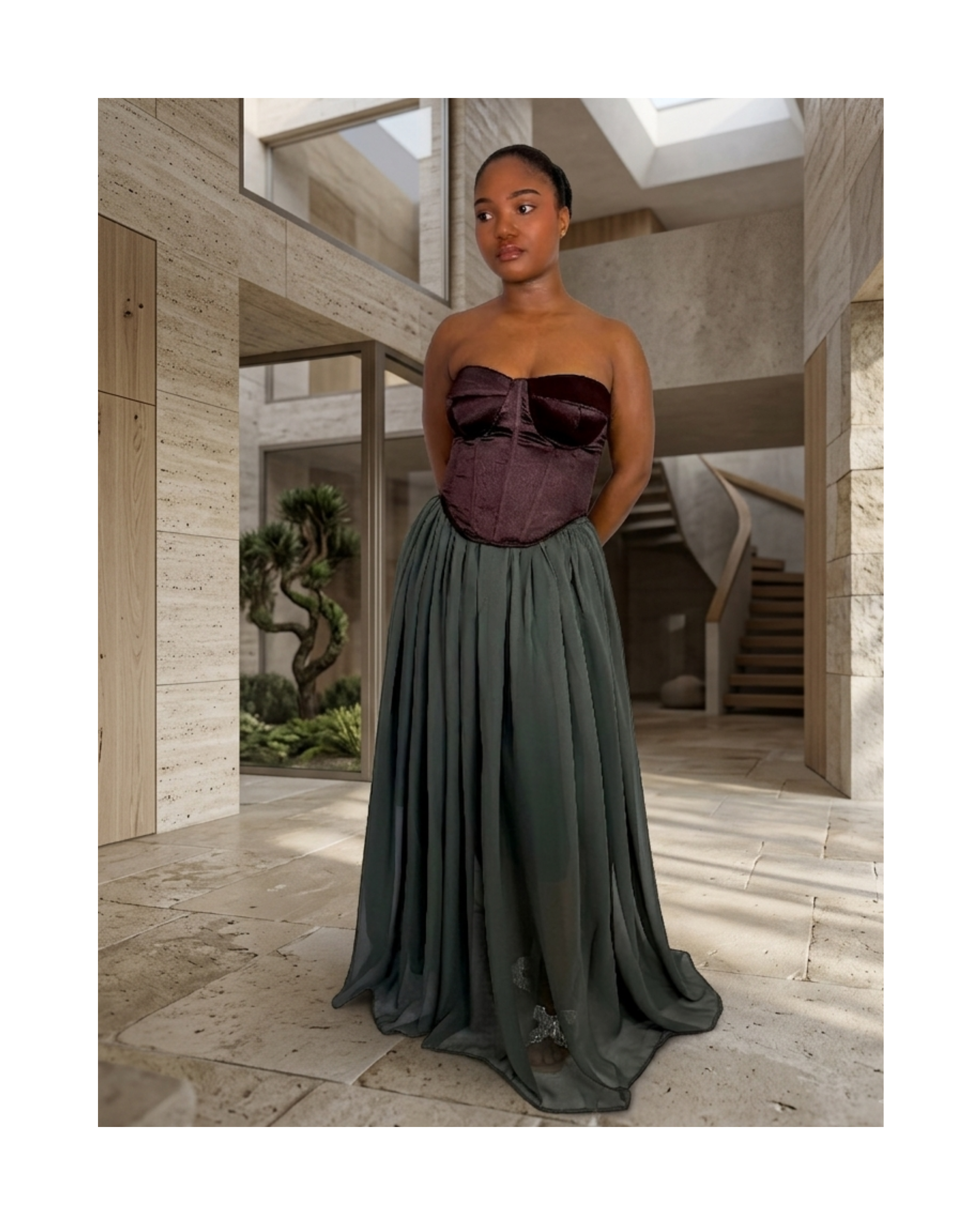 Jupe longue fluide en mousseline